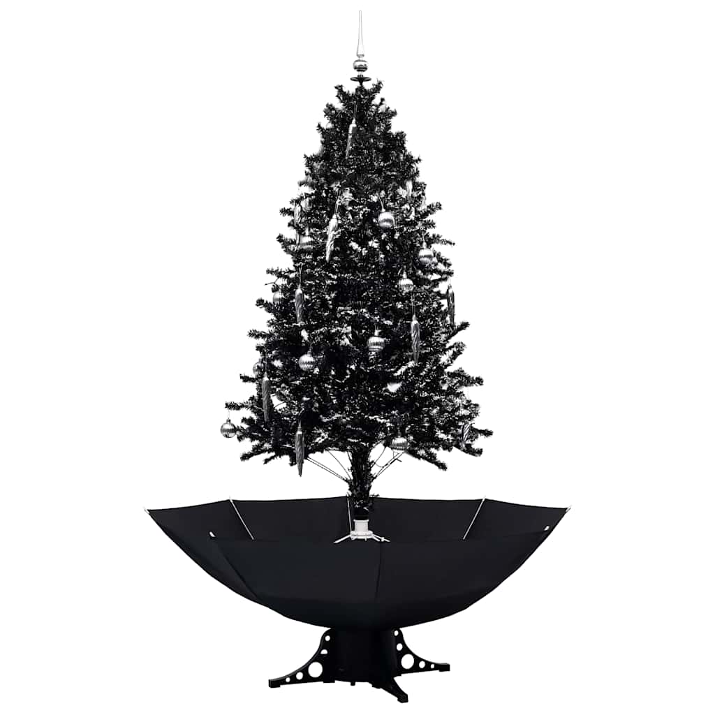 Vidaxl Weihnachtsbaum schneit mit Regenschirme 190 cm PVC Schwarz