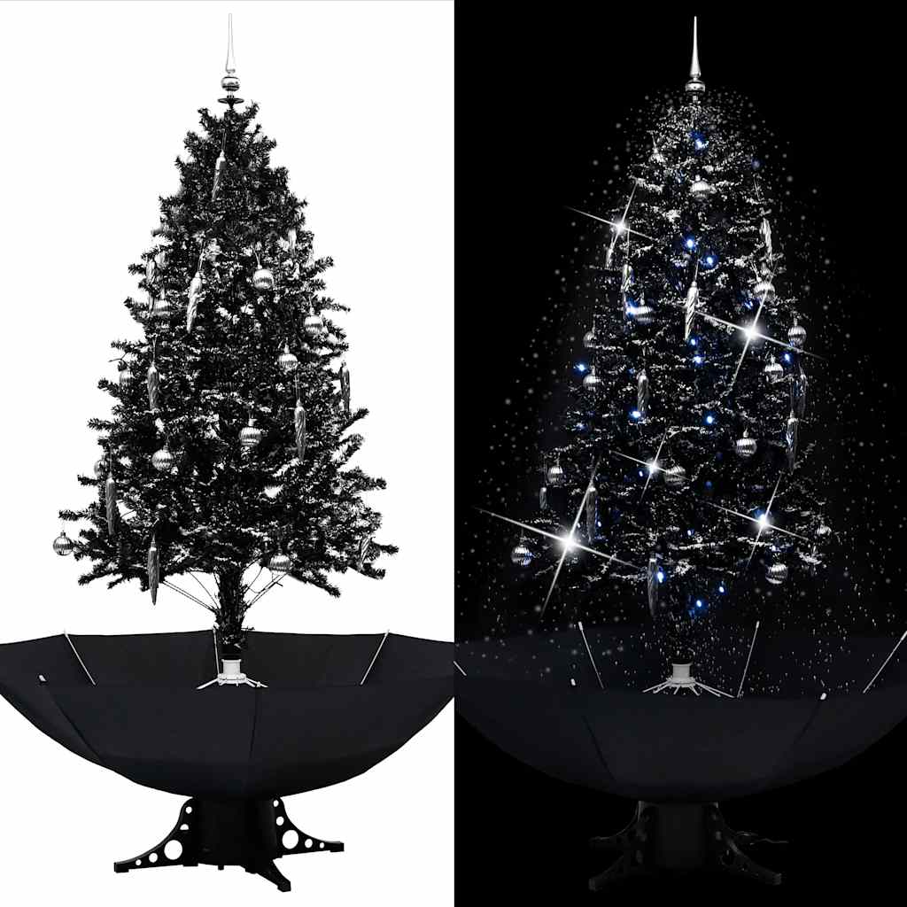Vidaxl Weihnachtsbaum schneit mit Regenschirme 190 cm PVC Schwarz