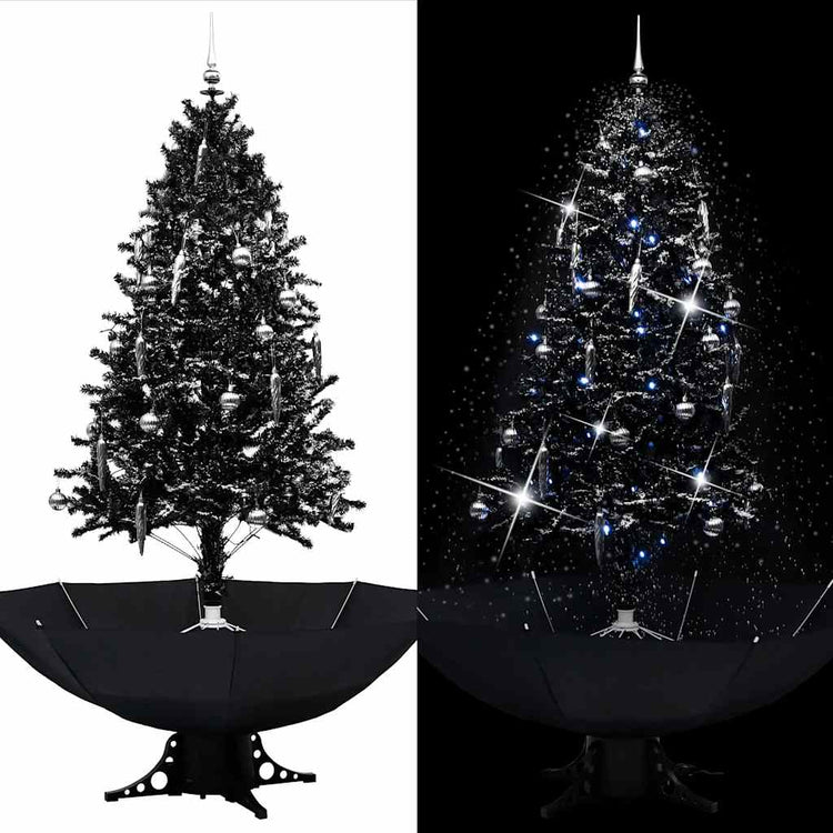 Vidaxl Weihnachtsbaum schneit mit Regenschirme 190 cm PVC Schwarz