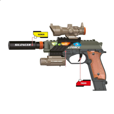 Toi-Toys Alfafox-Waffe militärisch mit Licht, Klang und Taschenlampe