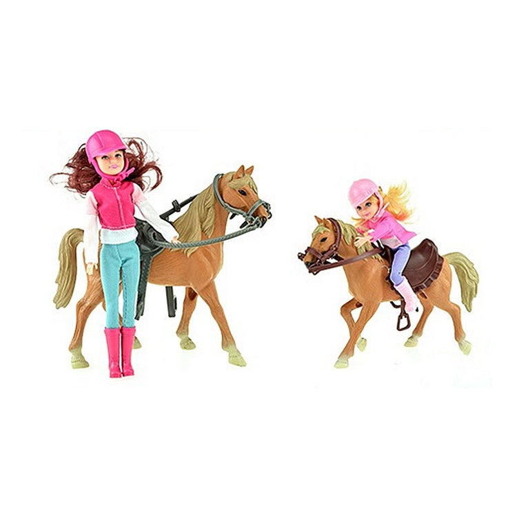 Pferde Pferde Reitspiel Set 2 Puppen + Pferde