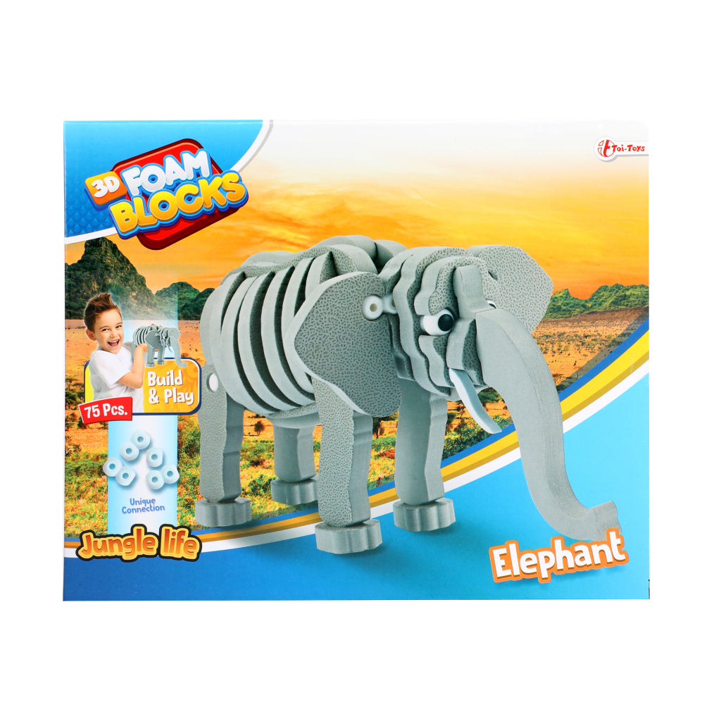 Toi-Toys Toi-Toys 3d Puzzle Elefant Junior 31,5 cm Schaumgrau 75-teilig