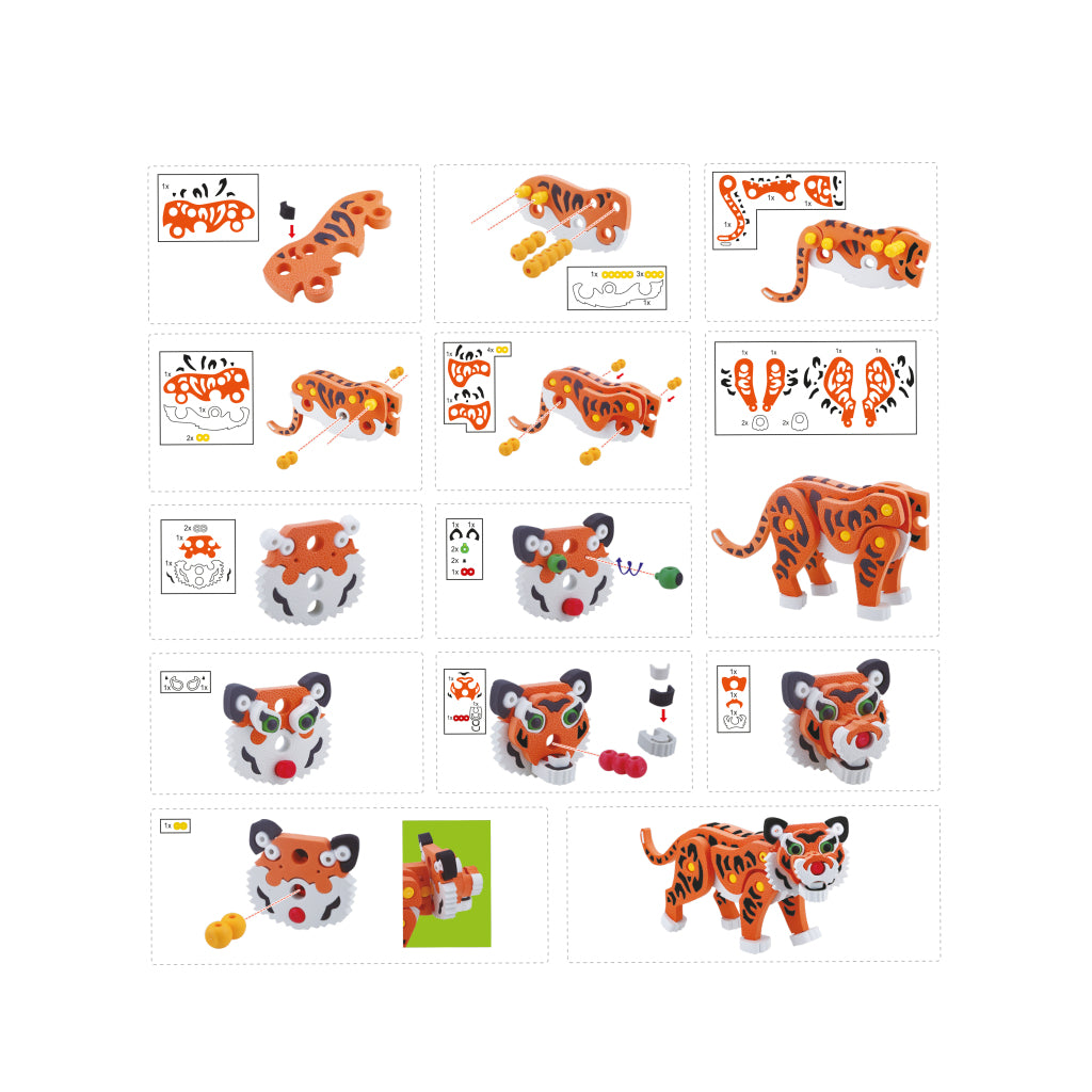 Toi-Toys Toi-Toys 3D-Puzzle Tiger Junior 31,5 cm Schaum Orange 121-Stück