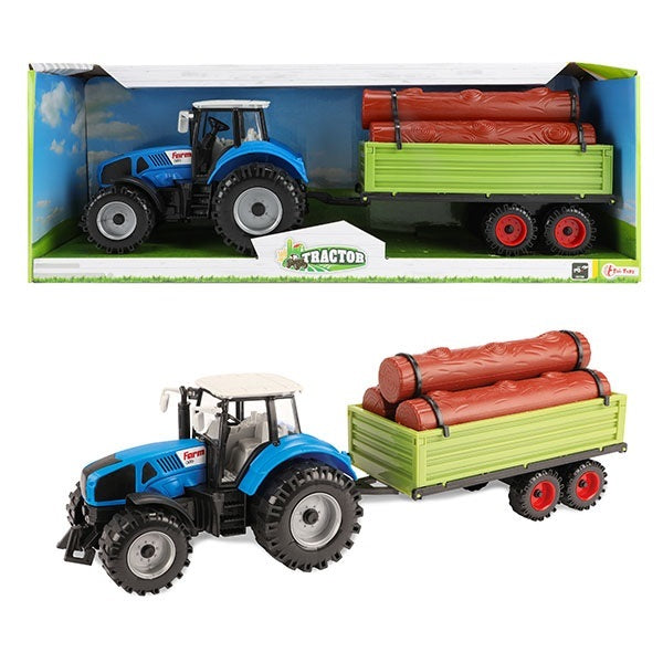 Traktor -Traktor -Traktor mit Anhänger und Baumstämmen Fritie 20 cm