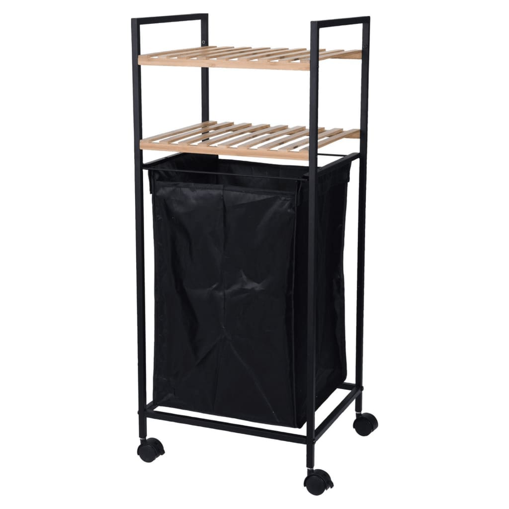 Badezimmerlösungen Badezimmerlösungen Lagerregal mit 2 Regalen und Waschkorb 89,5 cm Bambus
