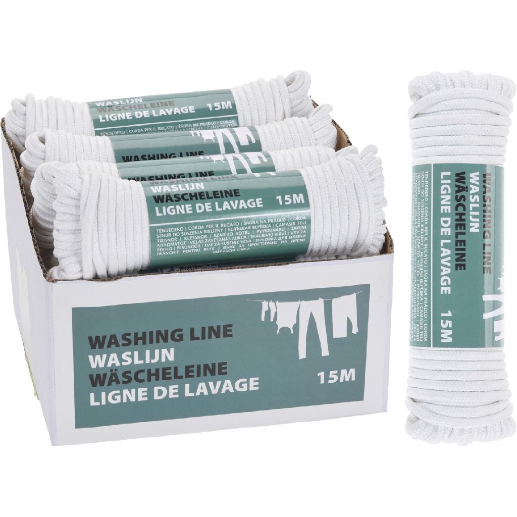 Grundlegende Waschlinie Polyester 15m Weiß