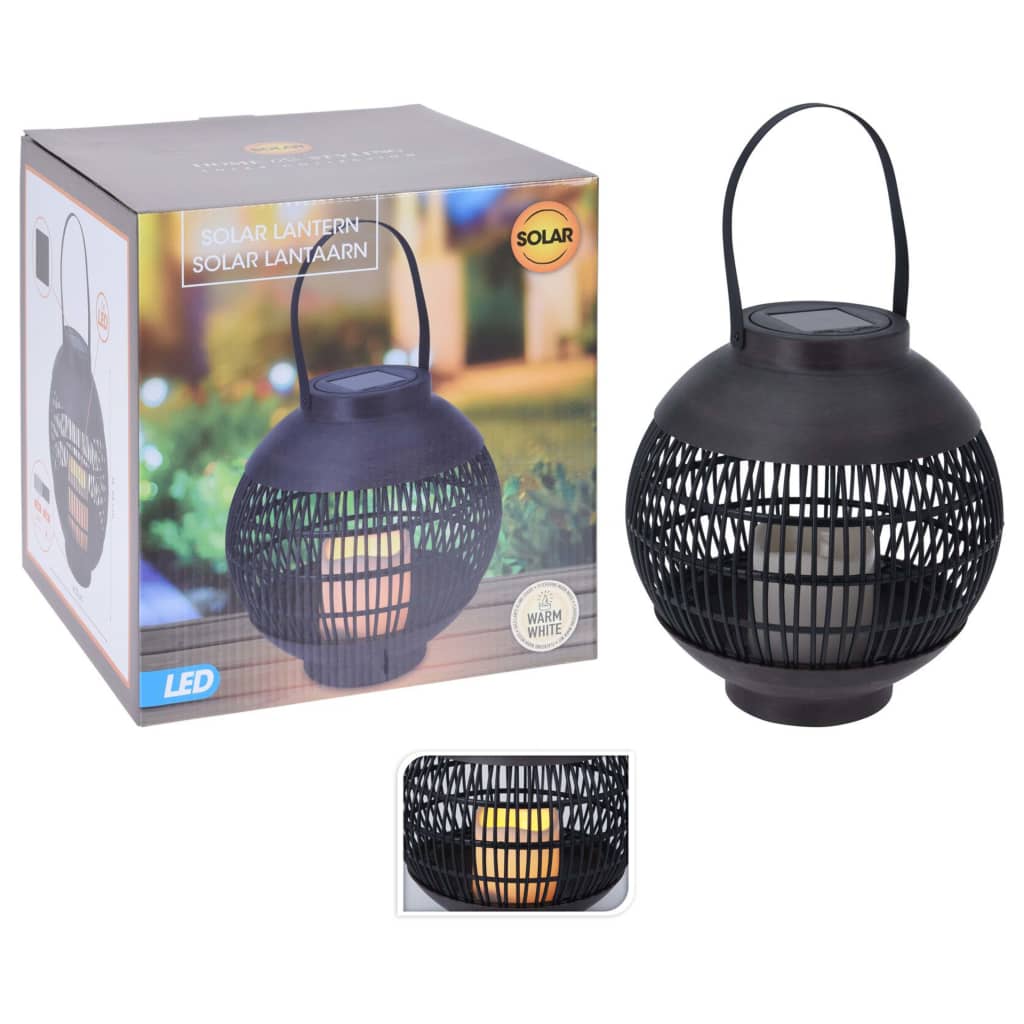 Prograrden Progarden Lantern mit Kerze Solar führte Rattan Black