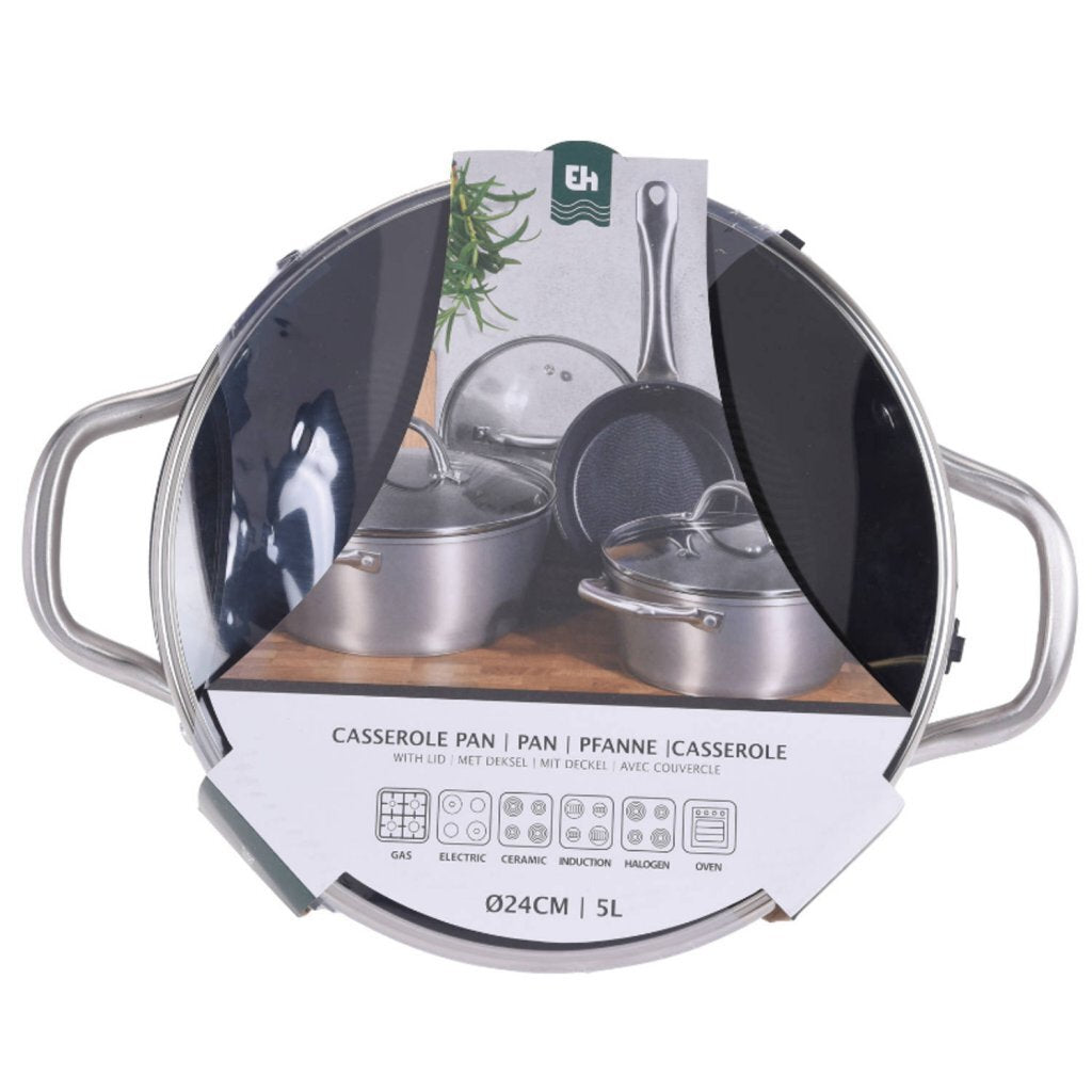 Ausgezeichnete Hauswaren -Hauswaren -Pfanne 24 cm + Glasdeckel