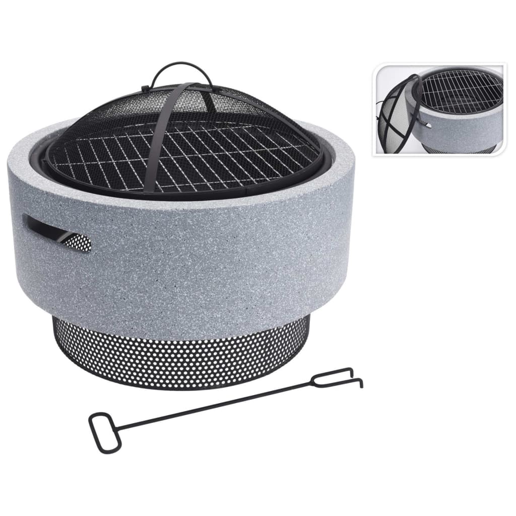 Prograrden Prograrden Fire Bowl mit Barbecue -Kühlergrill um 52 x 18,5 cm hellgrau
