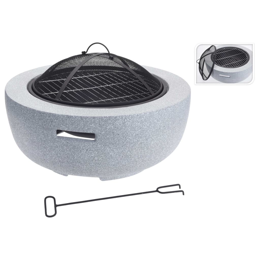 Prograrden Prograrden Fire Bowl mit Barbecue -Kühlergrill um 60 x 25 cm hellgrau