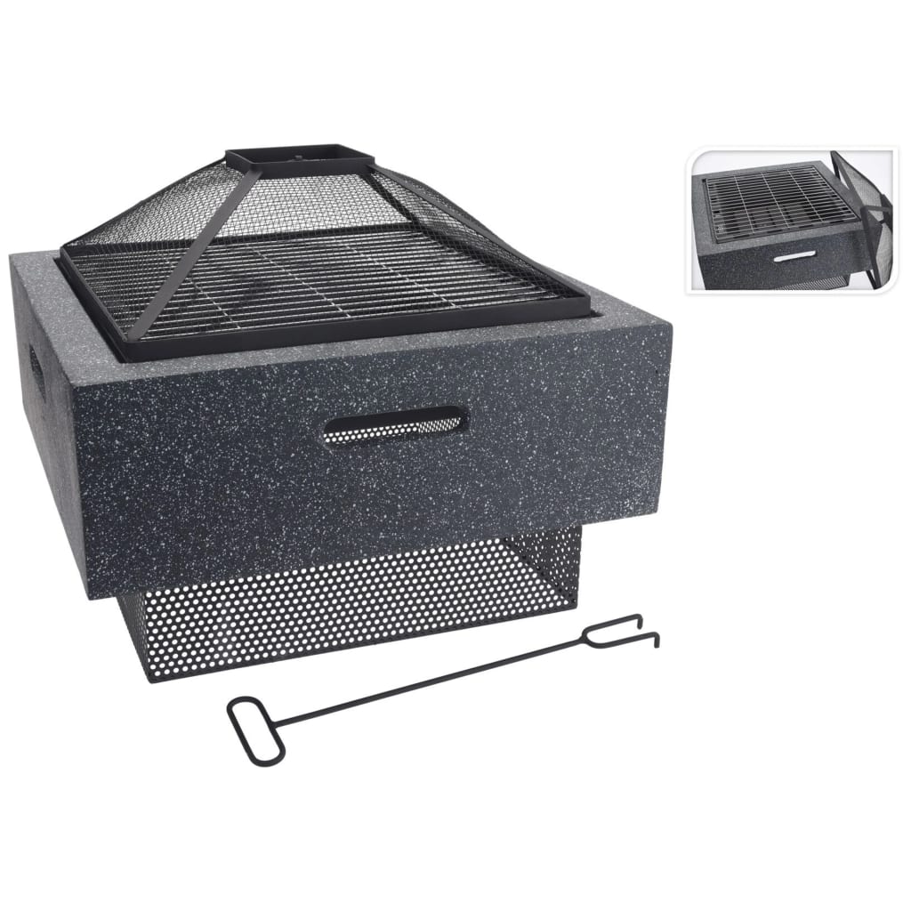 Prograrden Prograrden Fire Bowl mit Gitterquadrat 52,5 x 52,5 x 18,5 cm dunkelgrau