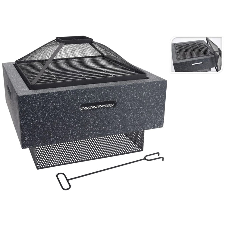 Prograrden Prograrden Fire Bowl mit Gitterquadrat 52,5 x 52,5 x 18,5 cm dunkelgrau