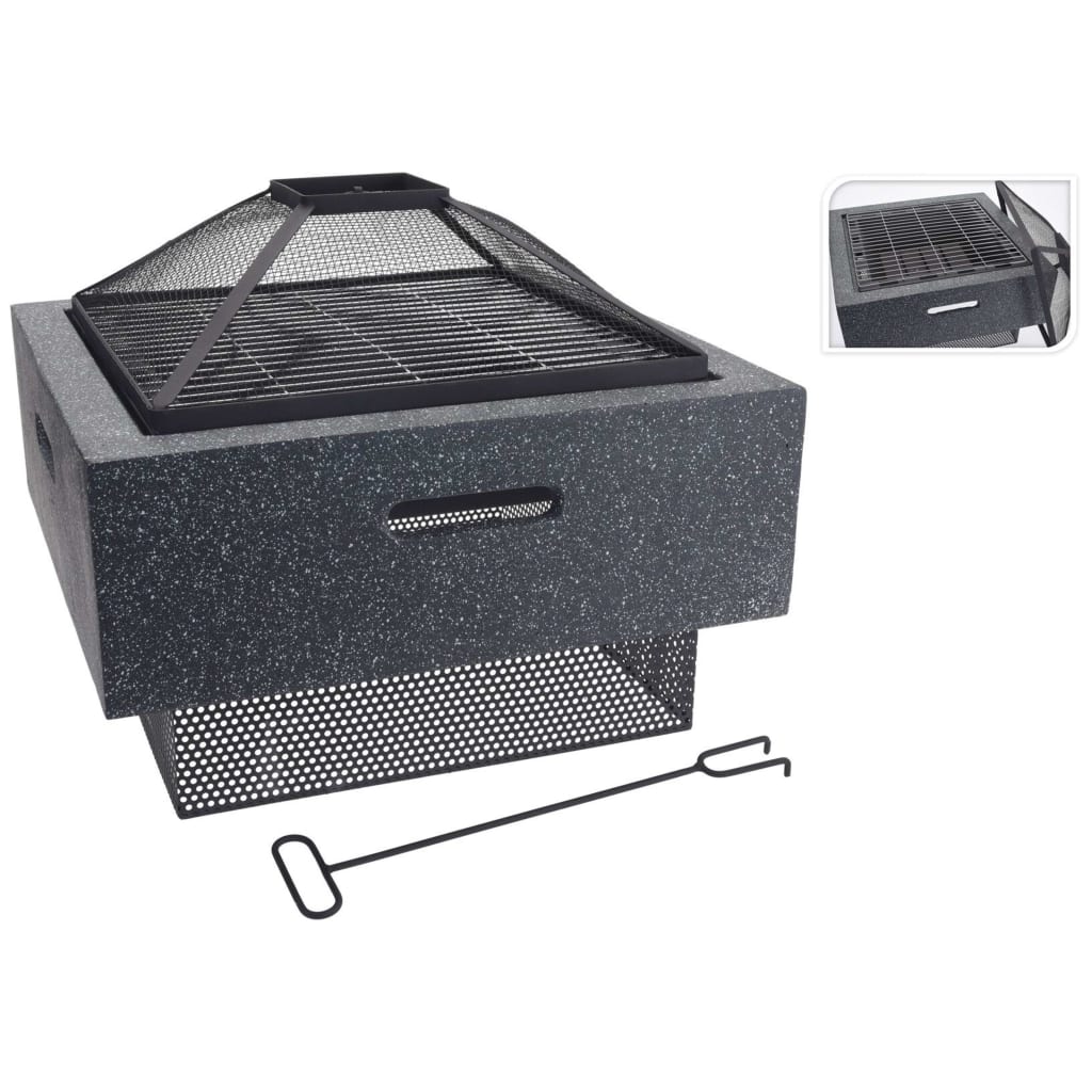 Prograrden Prograrden Fire Bowl mit Gitterquadrat 52,5 x 52,5 x 18,5 cm dunkelgrau