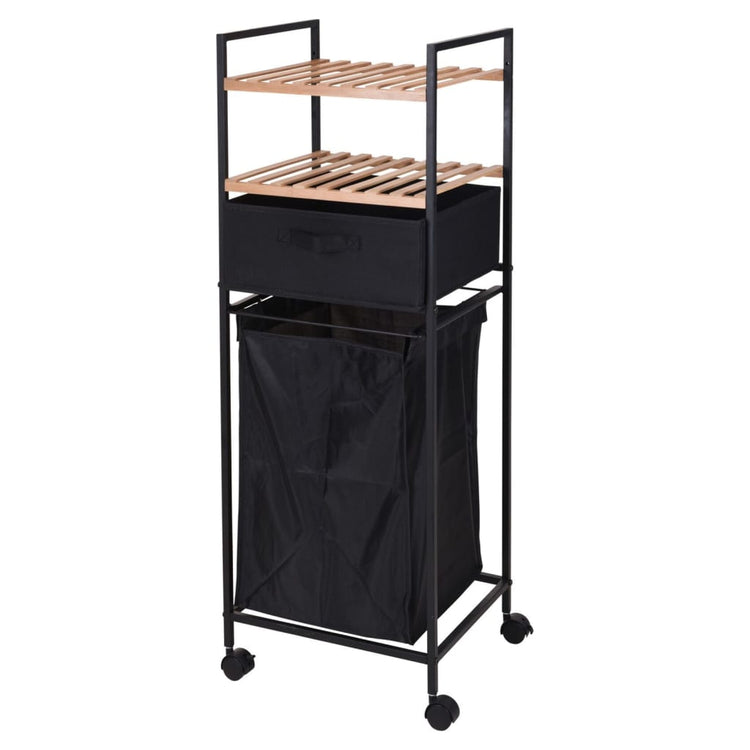 Badezimmerlösungen Badezimmerlösungen Lagerregal mit 2 Regalen und Waschkorb 109 cm Bambus