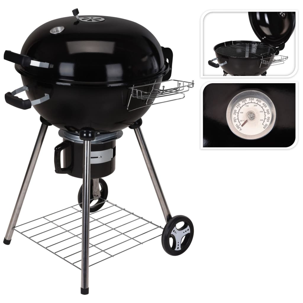 Progarden Charcoal Grille auf Rädern Ø 57 cm Schwarz