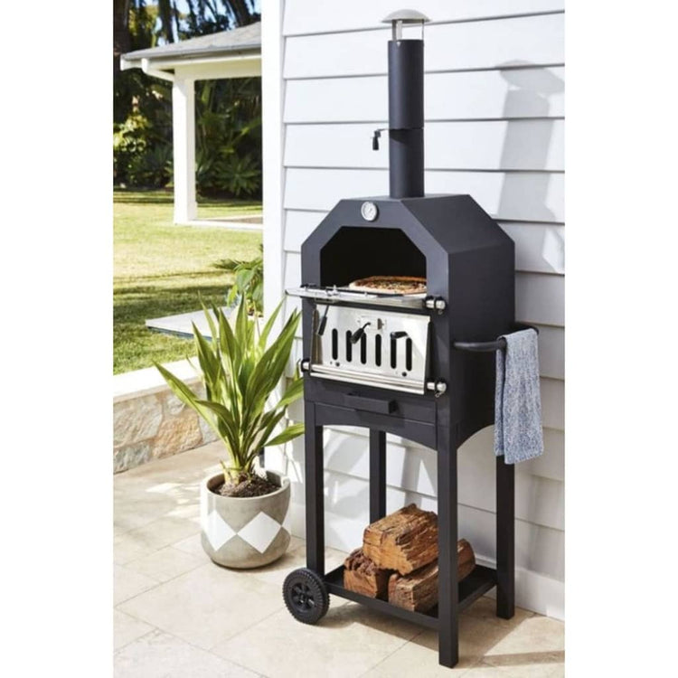 ProGarden 2-in-1 Grillpizzaofen 68 x 48 x 156 cm Edelstahl Schwarz