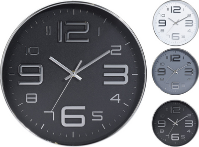 Wanduhr 30,5 cm 3 Assorti Silber