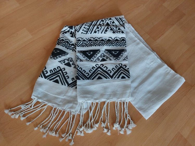 H s H s Kollektion Hammam -Stoff 180 x 90 cm Hammam -Stoff Baumwollhammam Handtuch Schwarz und Weiß