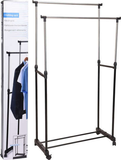 Lagerlösungen Aufbewahrungslösungen Kleidungsständer mit Rädern Doppel 80x42x (90-160) CM