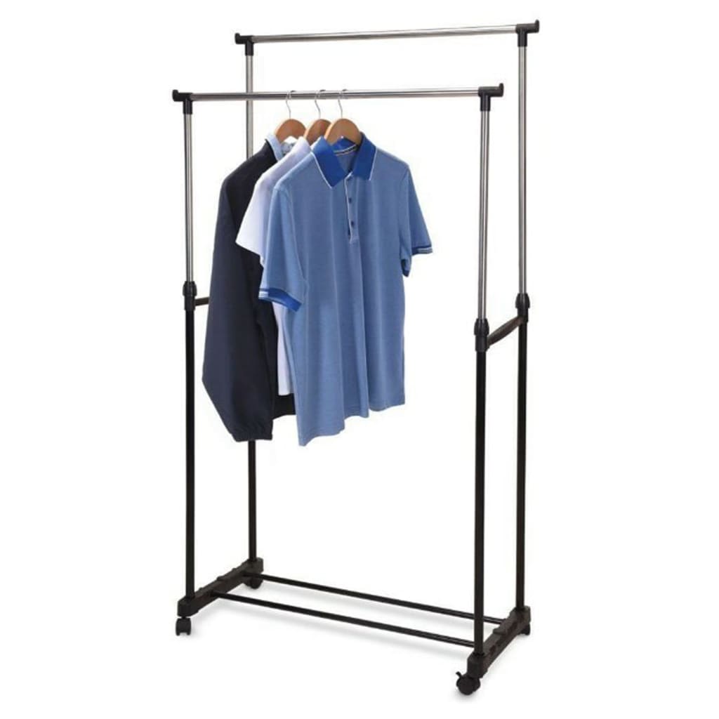 Lagerlösungen Aufbewahrungslösungen Kleidungsständer mit Rädern Doppel 80x42x (90-160) CM