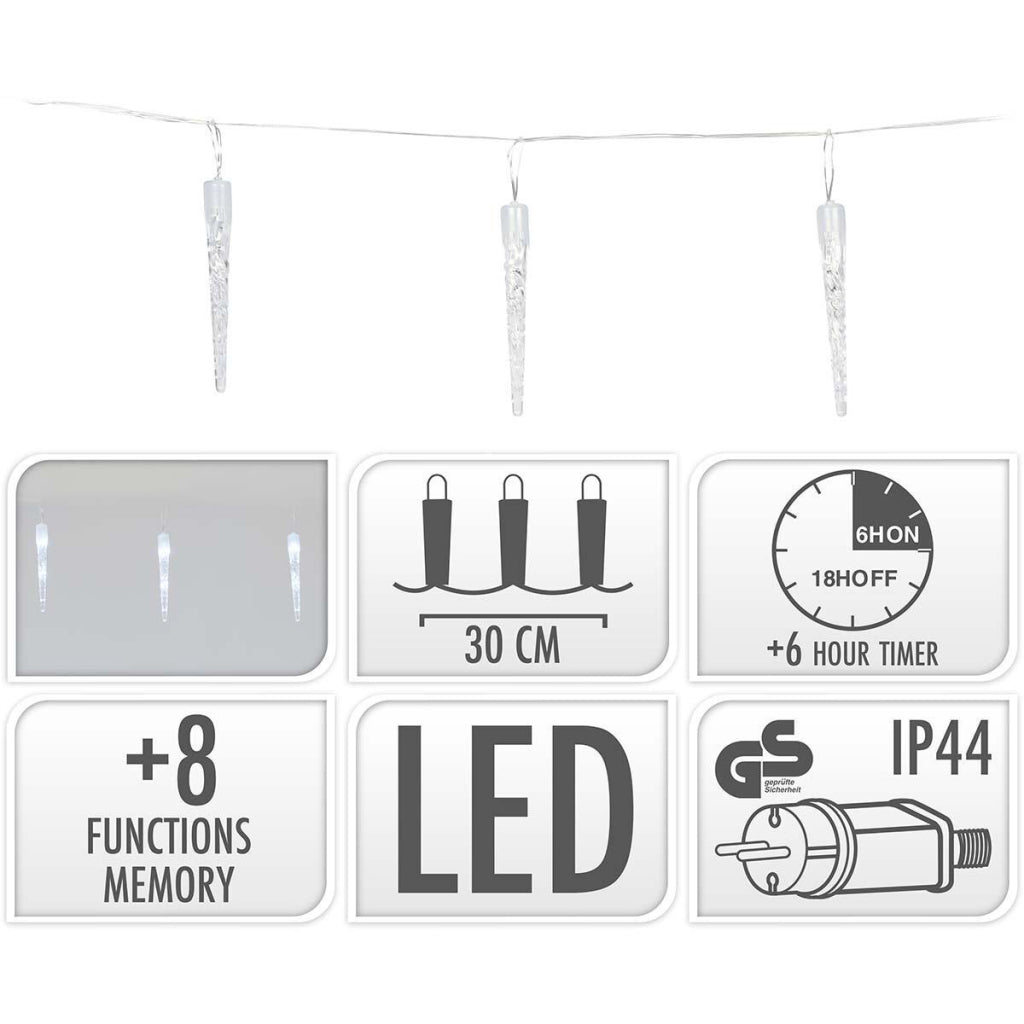 S.I.A. S.I.A. Weihnachtslichter Eisgules 6m 40 LEDs IP44 + Timer