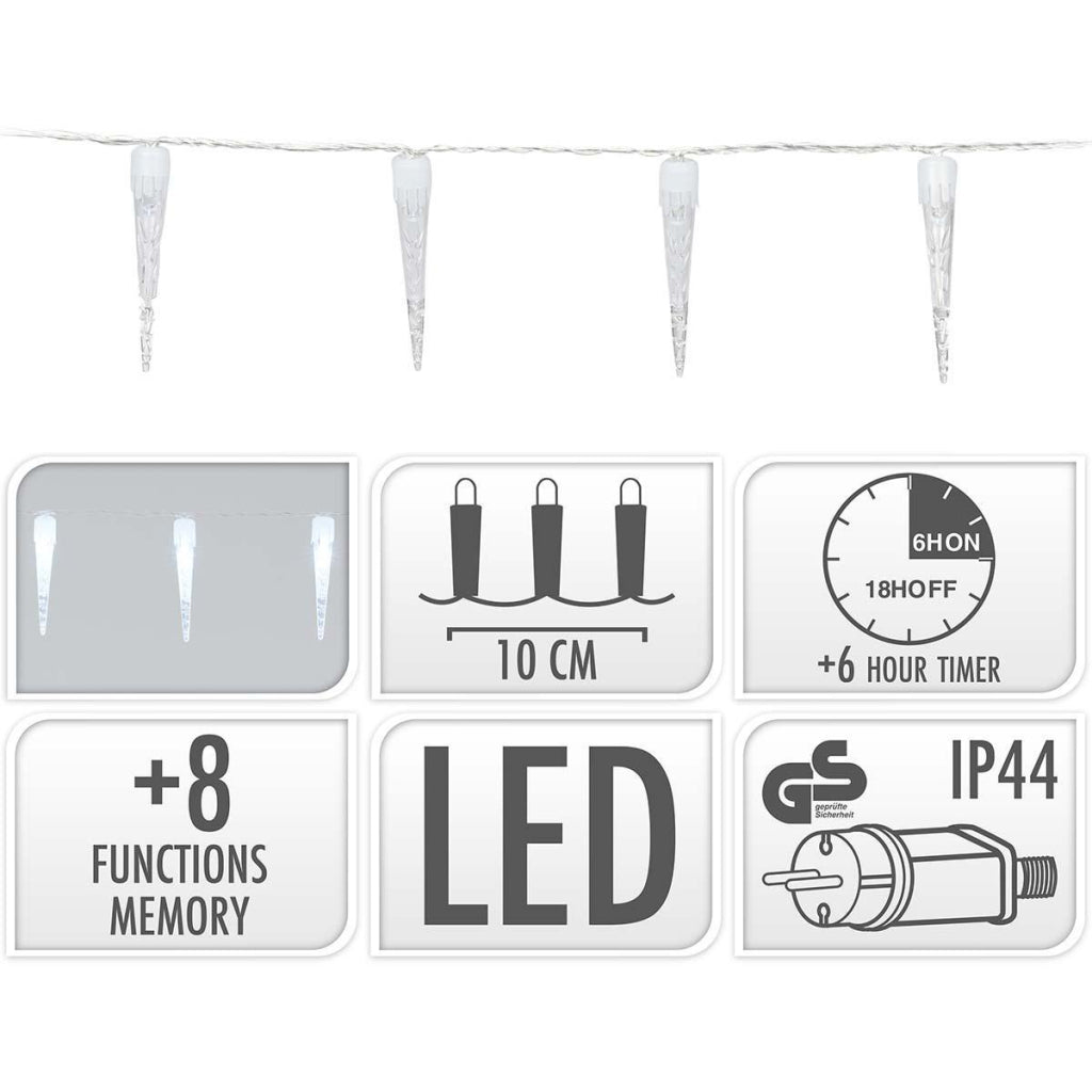 S.I.A. S.I.A. Weihnachtslichter Eisgules 100 LEDs 9,9m IP44 + Timer