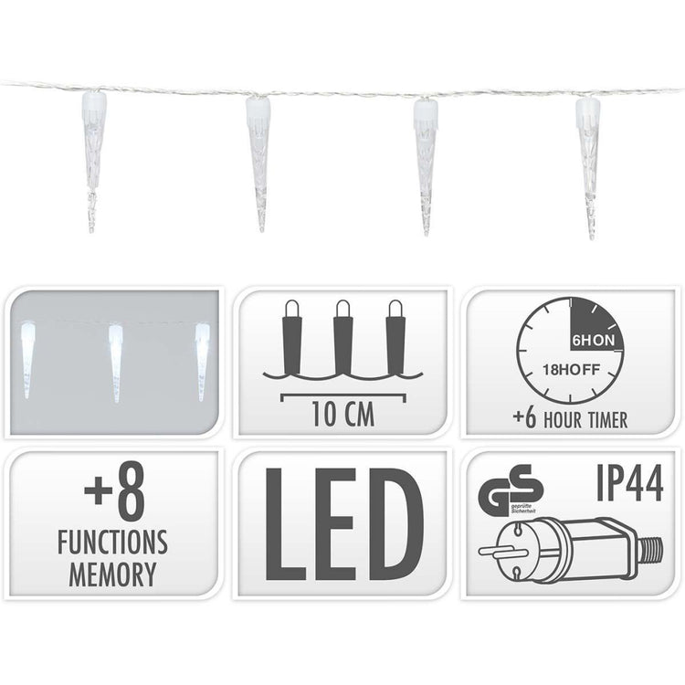 S.I.A. S.I.A. Weihnachtslichter Eisgules 100 LEDs 9,9m IP44 + Timer