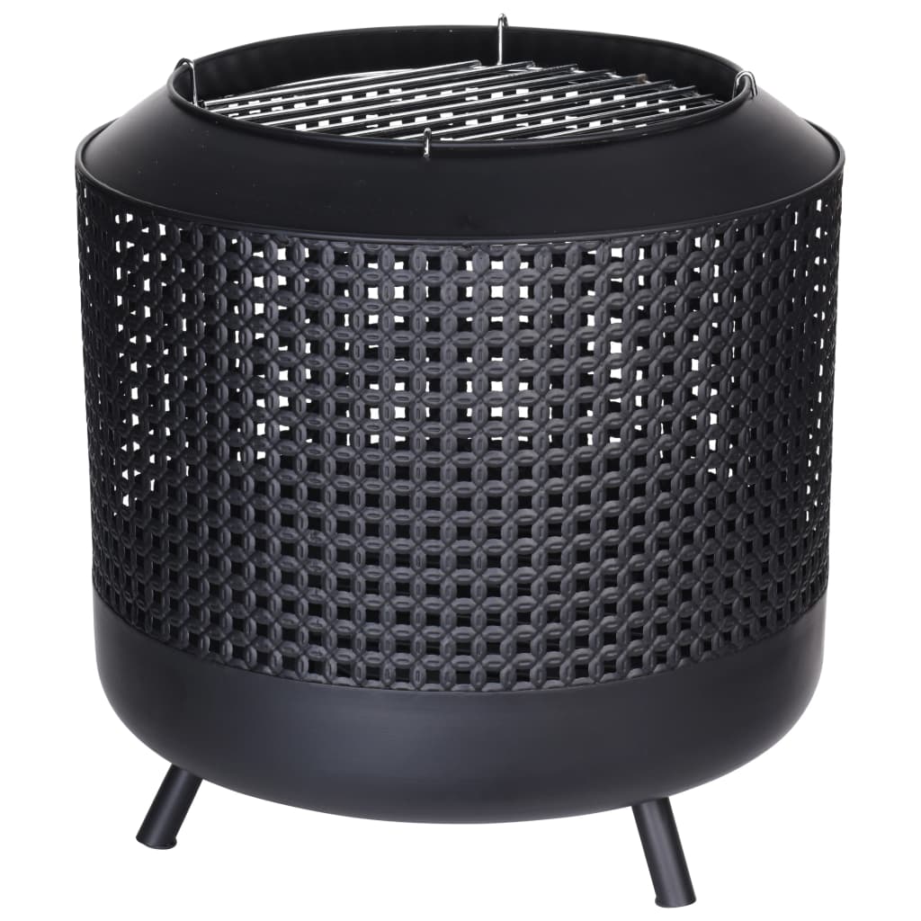 Prograrden Progarden Fire Pit mit Barbecue Kühlergrill 50x51 cm Schwarz