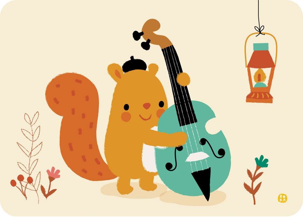 Bora-Kontrabass-Squirrell-Postkarte
