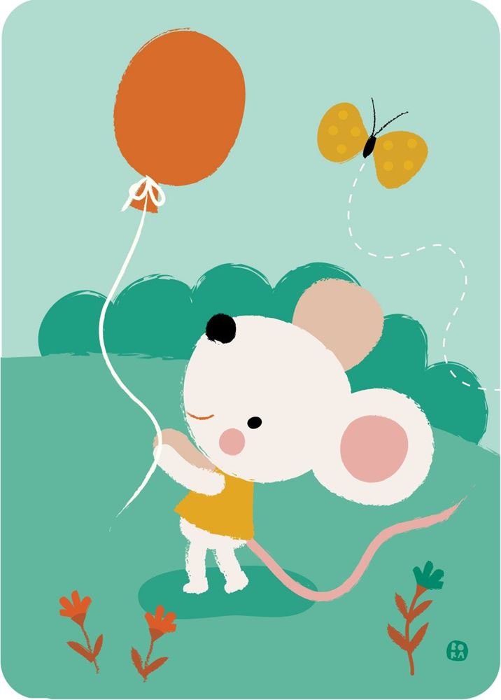 Bora-Ballon-Maus-Postkarte