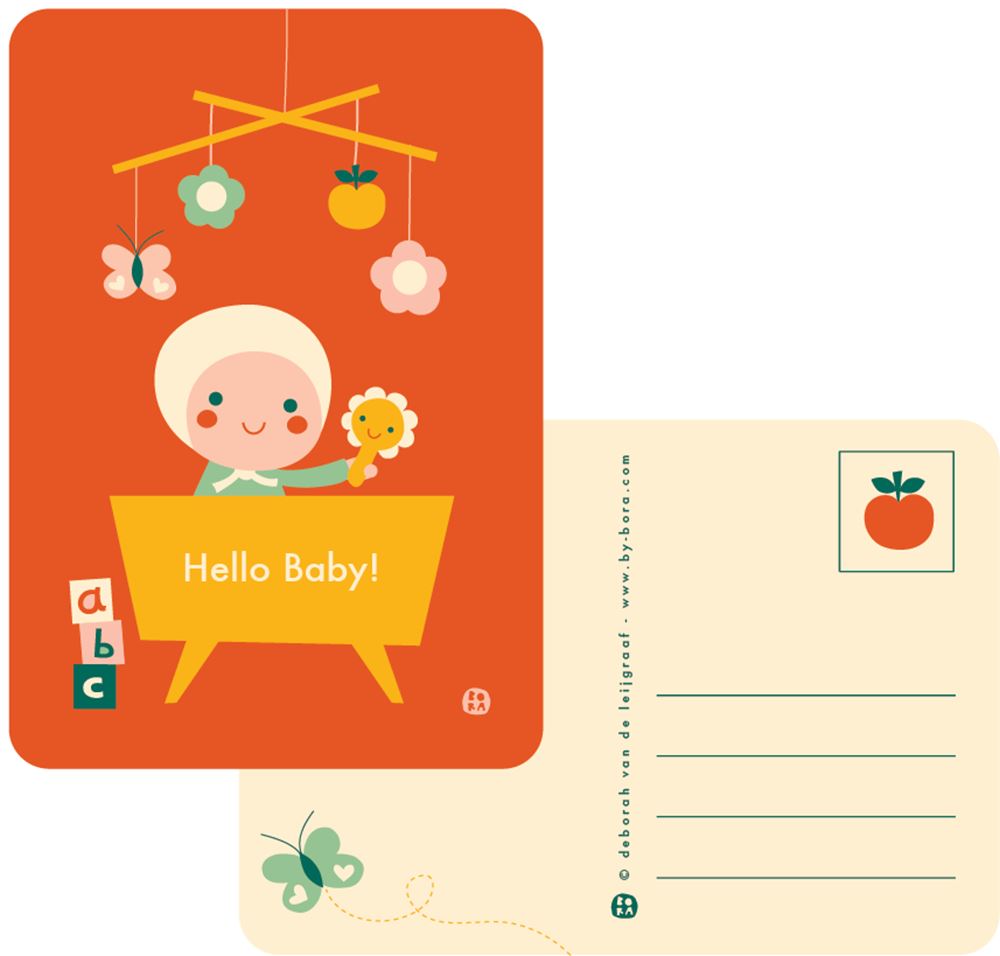 Bora Hallo Babybett-Postkarte