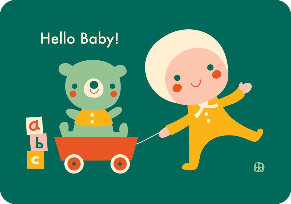 Bora Hallo Babyspielzeug-Postkarte