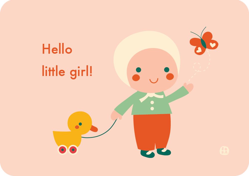 Bora Hallo Baby-kleines Mädchen-Postkarte