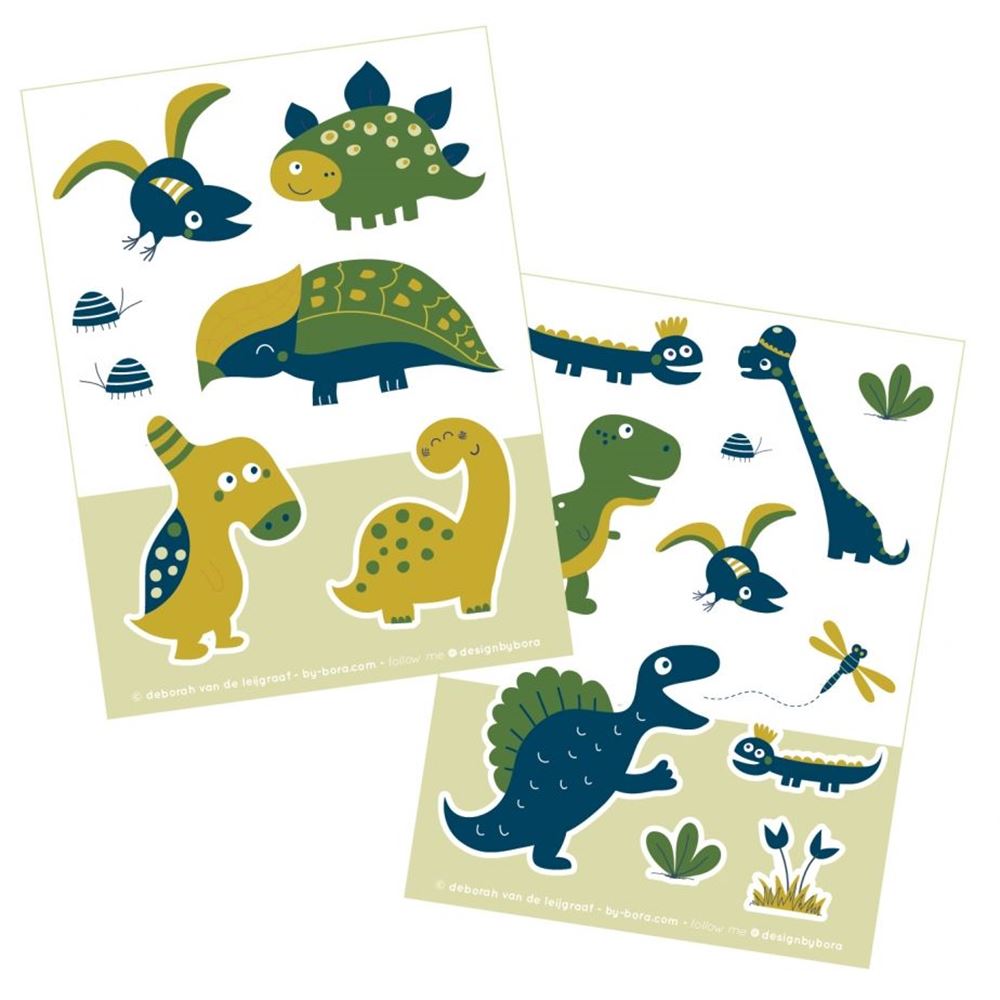 Bora-Aufkleberblätter 2 x A6. Dinosaurierrr.