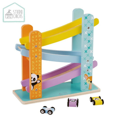 Studio-Zirkus-Autobahn aus Holz + 3 Autos