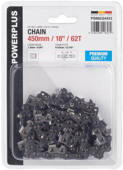 Powerplus-Kette powacg4453 – 18 – Länge 450 mm – 62 Zähne – passend für powxg10027