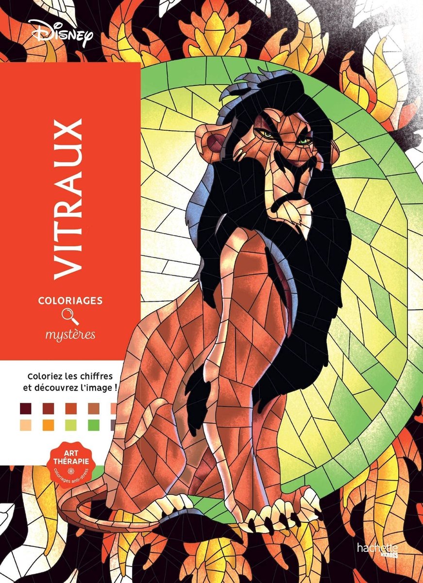 Hachette Helden Disney Coloriages Mystères Vitraux – Malbuch für Erwachsene