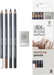 Winsor Newton 0490009 Studio Collection Skizzenstifte-Set x5 mit Radiergummi – Kohle-Sepia-Zeichenstifte zum Skizzieren