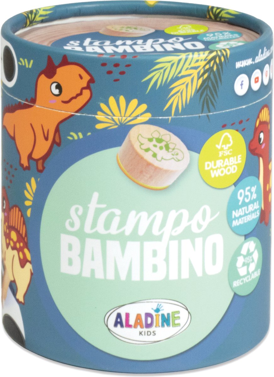 Aladine Stempelset Dinosaurier FSC Holzspielzeug für Kinder.