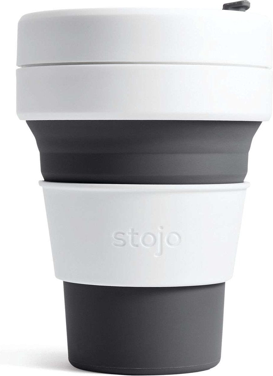 Stojo - Taschenbecher - Kaffee-Tee-Becher - 355 ml - wiederverwendbar - faltbar - Schiefer