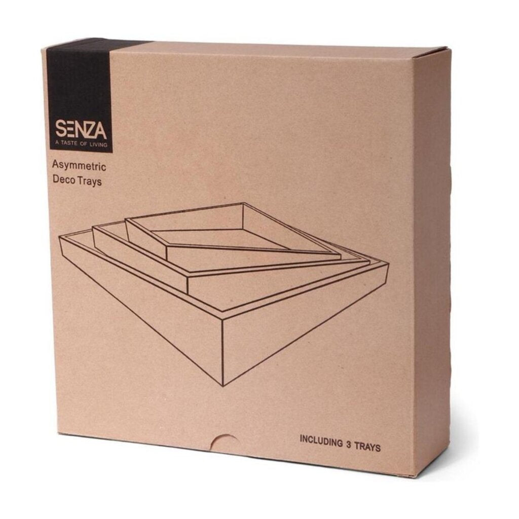 Senza senza asymmetrische Holzschalen 3 Stücke blau