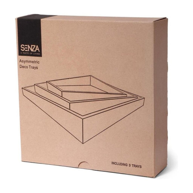 Senza senza asymmetrische Holzschalen 3 Stücke blau