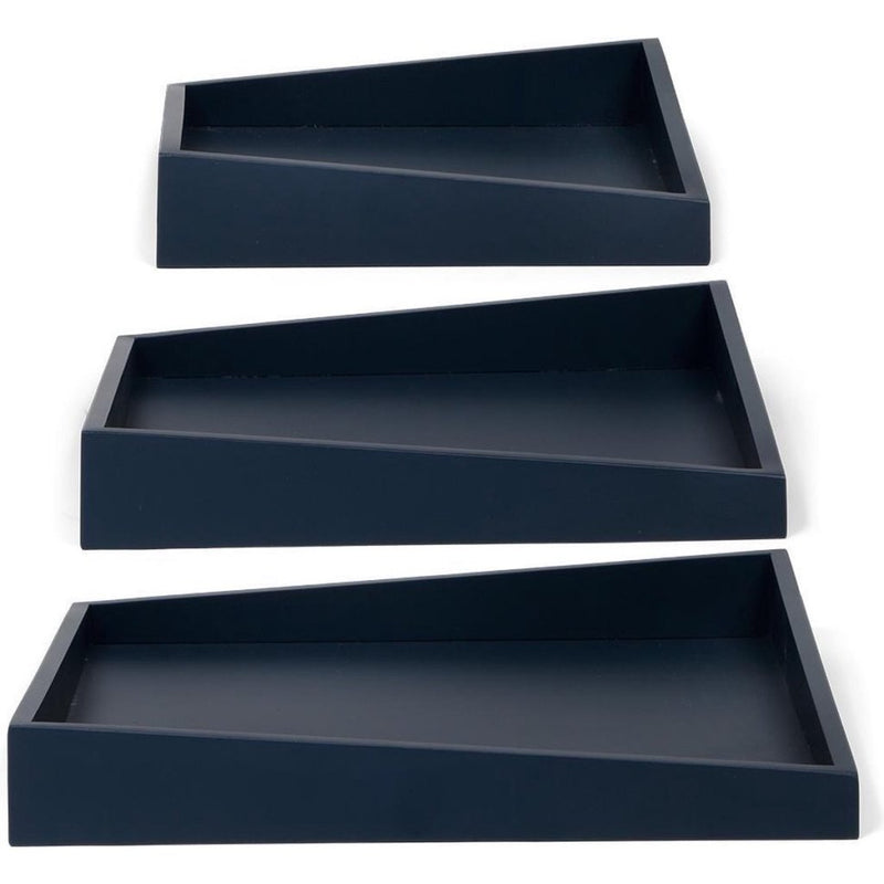 Senza senza asymmetrische Holzschalen 3 Stücke blau