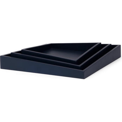 Senza senza asymmetrische Holzschalen 3 Stücke blau