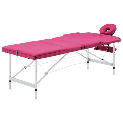 VIDAXL -Massage -Tabelle Zusammenklappbare 3 Zonen Aluminiumrosa