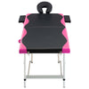 Vidaxl -Massage -Tabelle zusammenklappbar 2 Zonen Aluminium schwarz und rosa