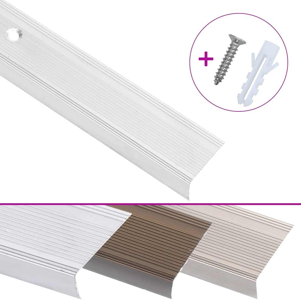 Vidaxl Treppenkanten L-förmig 15 Stück 90 cm Aluminium silberfarben