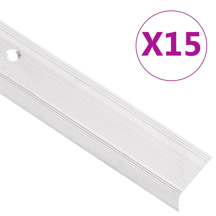 Vidaxl Treppenkanten L-förmig 15 Stück 100 cm Aluminium silberfarben
