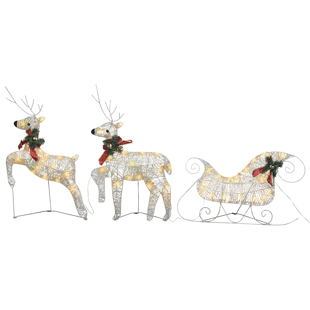 Vidaxl Weihnachtsdekoration Rentiere und Schlitten 60 LEDs Goldfarbe
