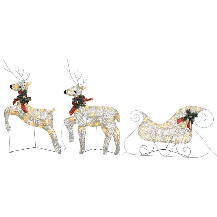 Vidaxl Weihnachtsdekoration Rentiere und Schlitten 60 LEDs Goldfarbe